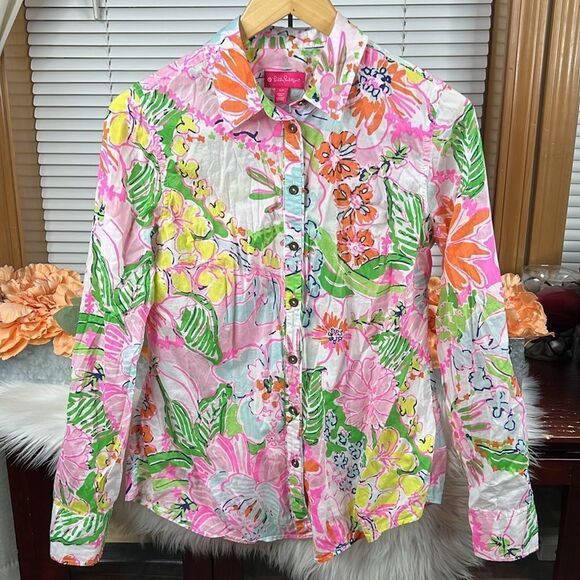 Lilly Pulitzer for Target Nosey Posey Floral Button Down Blouse - S - Picture 3 of 5